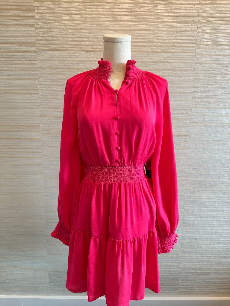 Alice + Olivia Women's Lavinia Smocked Crepe De Chine Mini Dress